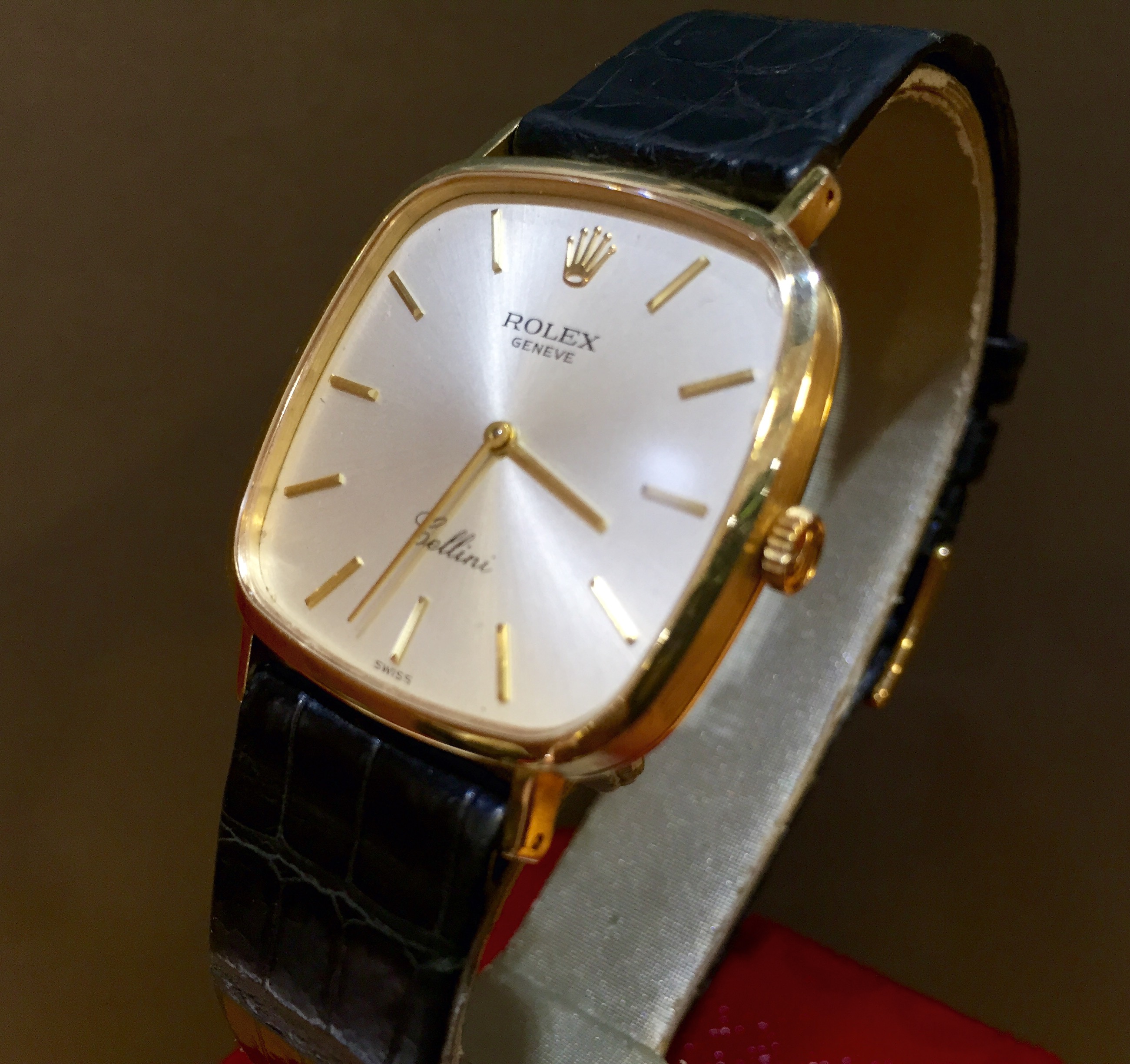 Vintage 18k Yellow Gold ROLEX CELLINI Ref# 4114 ~ SILVER / GREY Dial